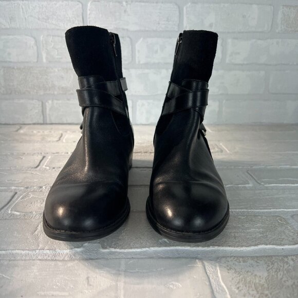 Ralph Lauren Makalia Boots Womens 8 Black Leather Suede Ankle Zip Buckle Riding - Picture 6 of 14